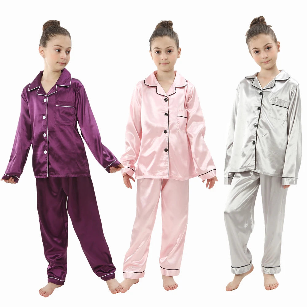 Kids Loungewear - Children Sleepwear | Home Clothing for Kids | Pajama Set for Girls in Silk Satin | Baby Nightgowns