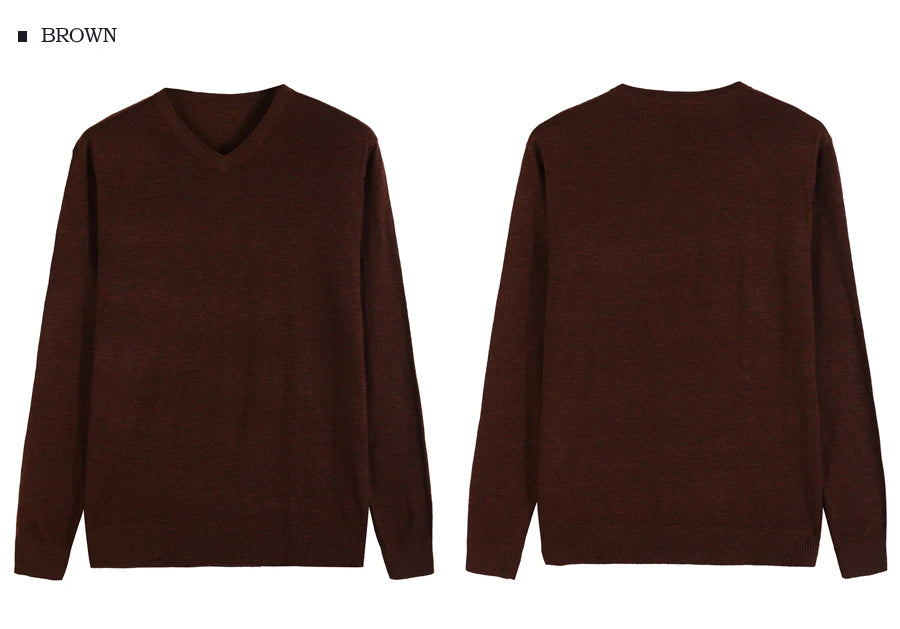 2023 Autumn New Men's V-neck Wool Sweater Business Casual Solid Color Thin Pullover Sweater Brand Clothes Blue Red Black
