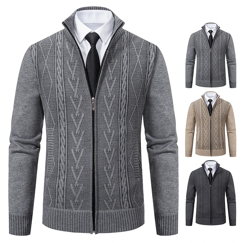 2023 Autumn and Winter New Cashmere Padded Warm Casual Men's Knitted Sweater Coat