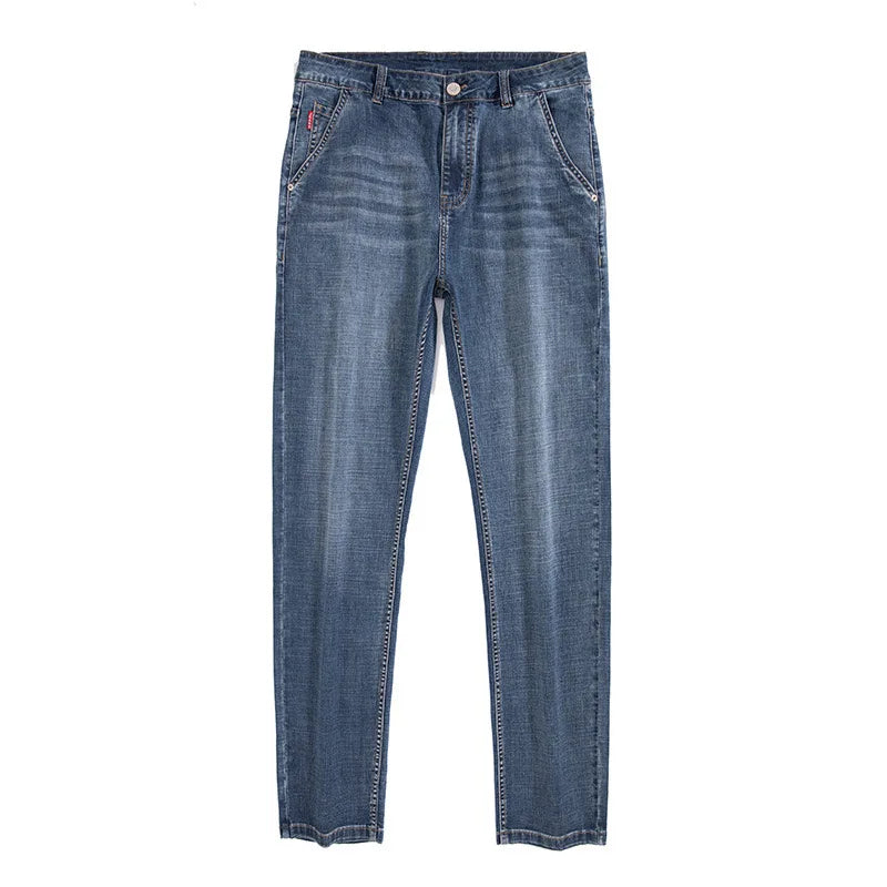 Men's Jeans 2024 Summer Thin Business Casual Loose Straight Pants Fashion Versatile Stretch Pants Large Size 48