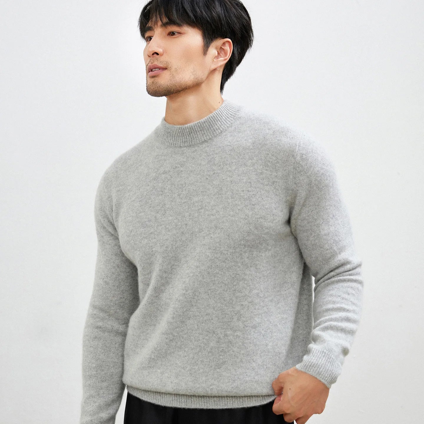 ZOCEPT Natural Cashmere Mock Neck Pullover Men Cashmere Sweater Soft Warm Jumpers Quality Casual Business Knitwear Basic Tops
