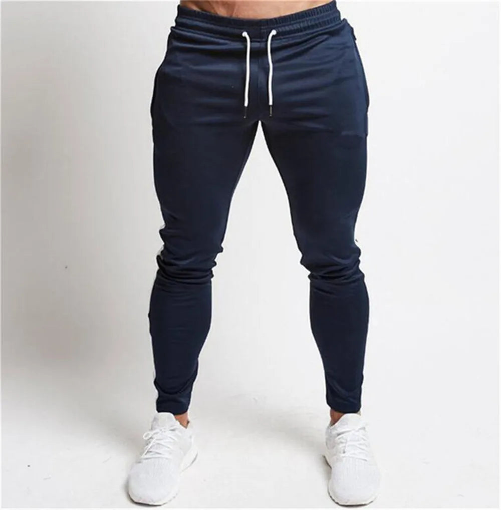 Fashion Men's Gym Pure Color Joggers Fitness Casual Long Pants Workout Skinny Sweatpants Tracksuit Trousers