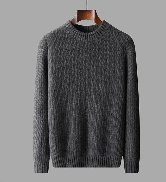 100% Pure Cashmere Sweater for Men - Round Neck, Thick, Warm, Fashionable Sweater