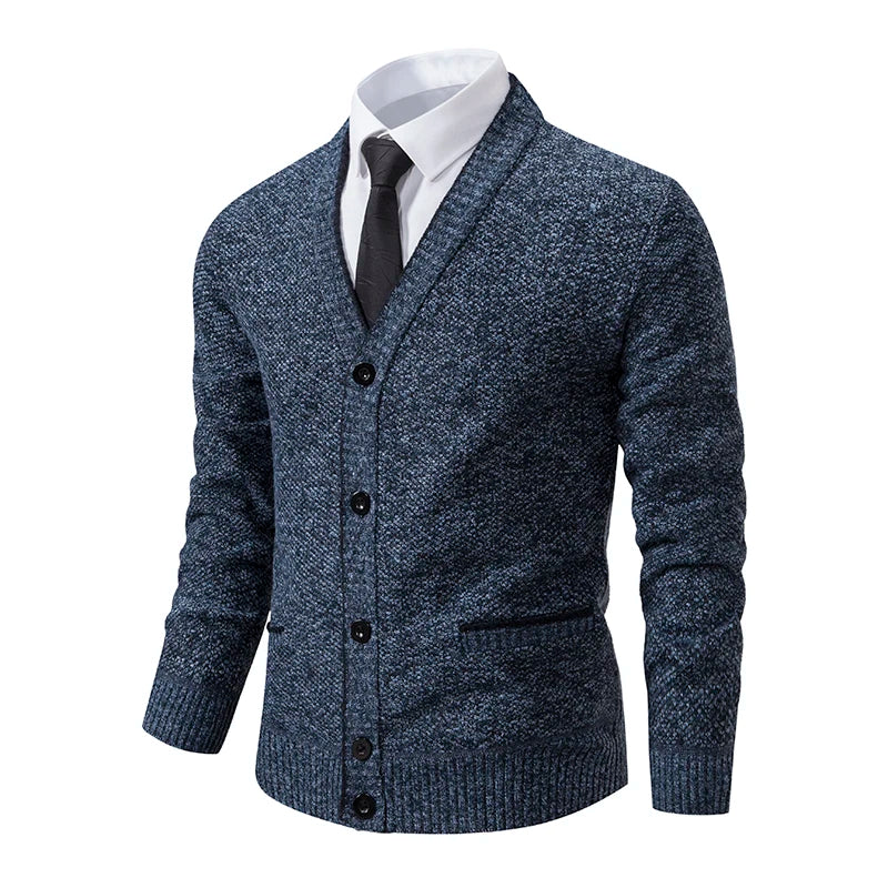 Men's Knitted Cardigan Casual V-Neck Autumn and Winter Sweater Coat