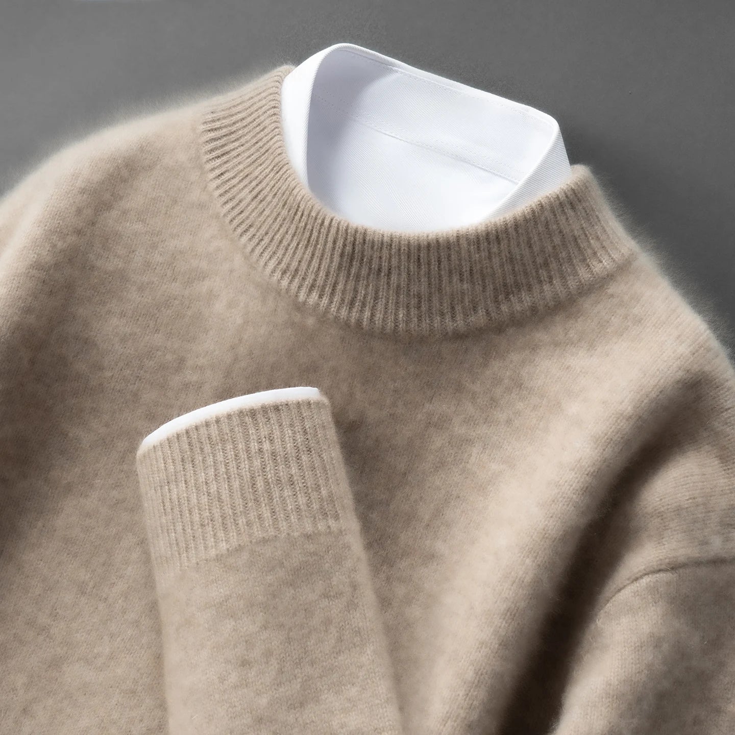 ZOCEPT Natural Cashmere Mock Neck Pullover Men Cashmere Sweater Soft Warm Jumpers Quality Casual Business Knitwear Basic Tops
