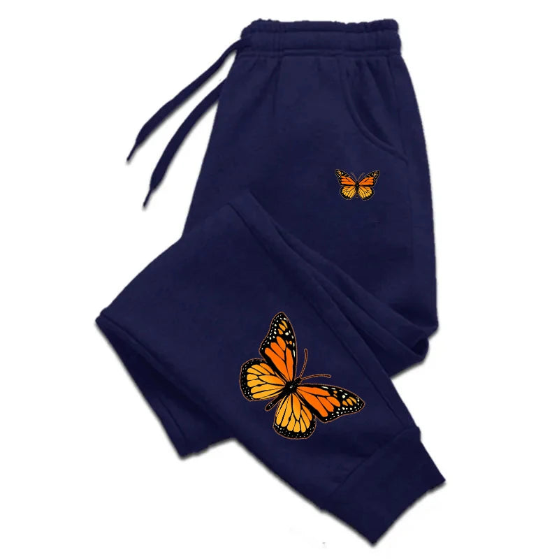 Butterfly Printing Women's Sweatpants Fashion Casual Trend Jogging Trousers Versatile Soft Hot Sales Street Elastic Waist Pants