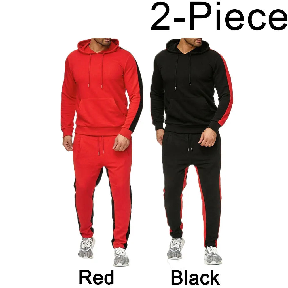 Men's 2 Piece Color Block Tracksuit Sweatsuit with Stripes - Casual Winter Long Sleeve Warm Moisture Wicking Breathable Sportswear Suit