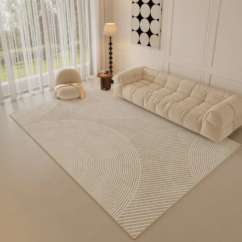 Luxury Minimalist Living Room Carpet Cream Color Large Area Rug for Sofa Bedroom Home Decor