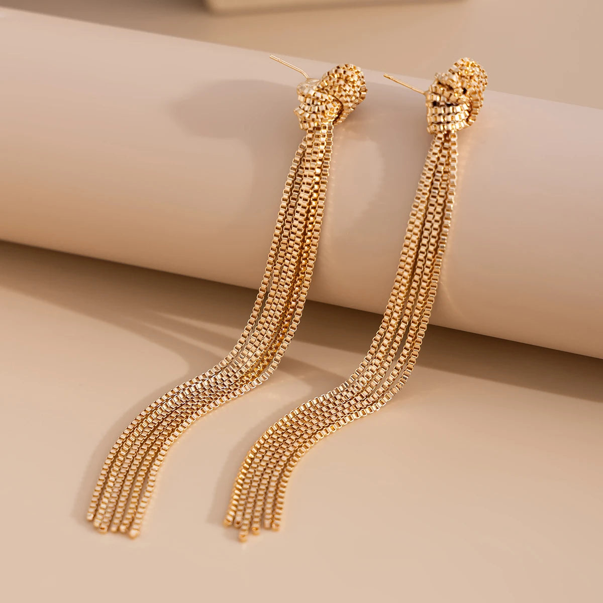 IngeSight.Z 2025 New Gold Color Lines Tassel Thread Long Dangle Drop Earrings Women Fashion Luxury Wedding Party Banquet Jewelry