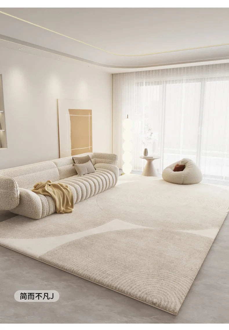 Soft Cream-Colored Thickened Non-Slip Carpet Plush Rug for Living Room Bedroom Home Sofa Coffee Table Anti-Cold Floor Mat