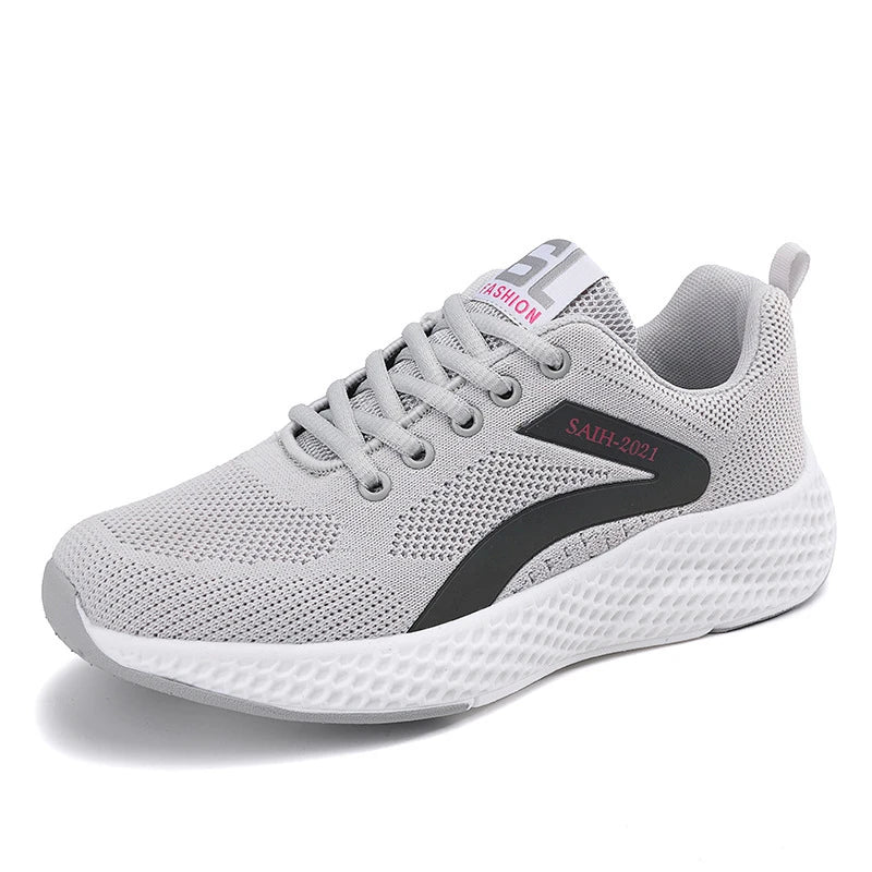 Women's Sports Shoes Comfortable Running Shoes Flying Knit Versatile Lace-Up Casual Shoes For Women Breathable And Fashionable