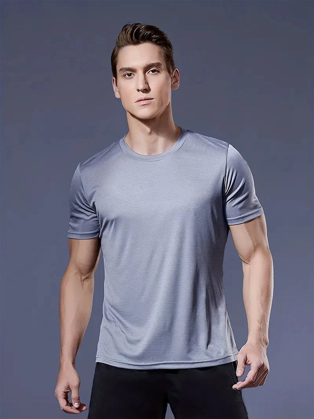 Round Neck T-Shirt 4-Color Black and White Gray Navy Ultra-Light Men's Quick-Drying Breathable Sweat-Absorbent Shirt