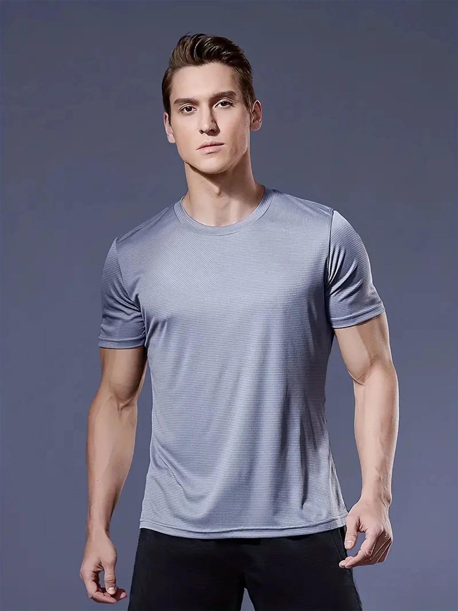 Round Neck T-Shirt 4-Color Black and White Gray Navy Ultra-Light Men's Quick-Drying Breathable Sweat-Absorbent Shirt
