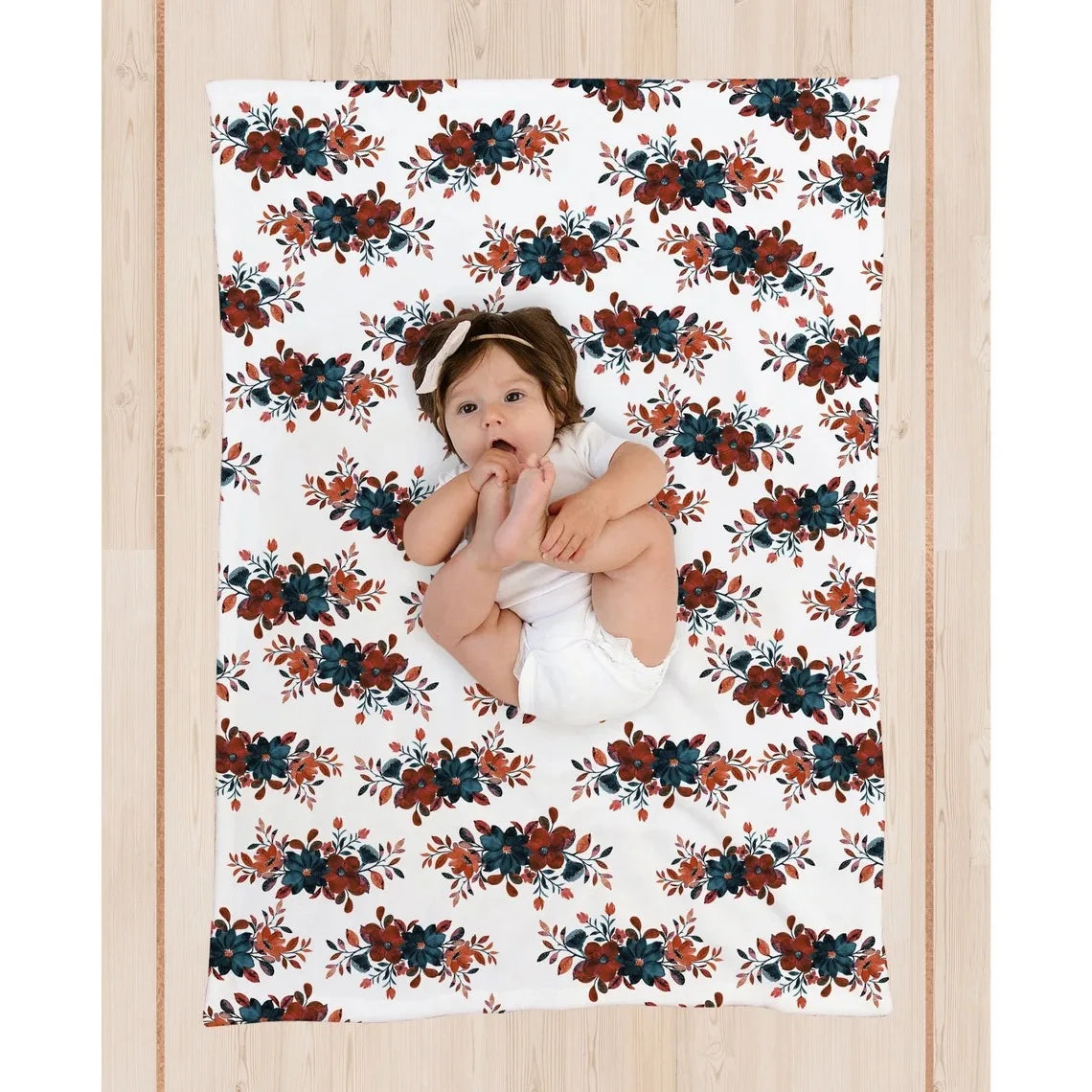 3pc Set Baby Swaddle Wrap for Newborns with Floral Headband
