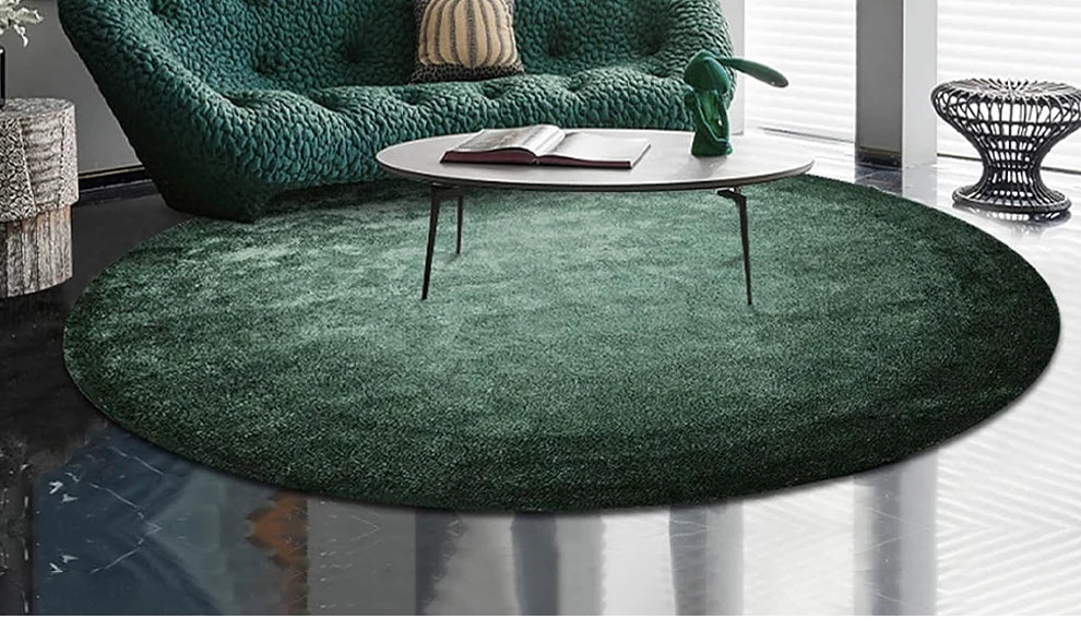 Modern Minimalist Carpets for Living Room Light Luxury Bedroom Decor Green Carpet Round Lounge Mat Home Fluffy Soft Plush Rug