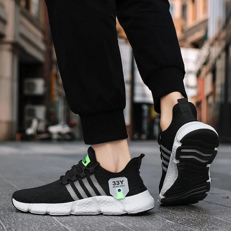 Breathable Mesh Men's Shoes Trendy Lightweight Walking Flats Plus Size Male Tennis Sneakers Outdoor Running Fitness Shoes 2024