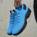 Men's Bright Yellow Outdoor Sneakers Breathable Mesh Construction Shock Absorbing Sports Shoes Stylish Trendy Adventure Footwear
