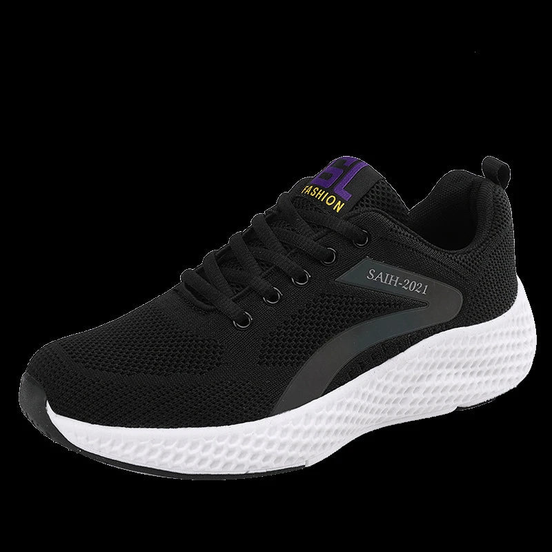 Women's Sports Shoes Comfortable Running Shoes Flying Knit Versatile Lace-Up Casual Shoes For Women Breathable And Fashionable
