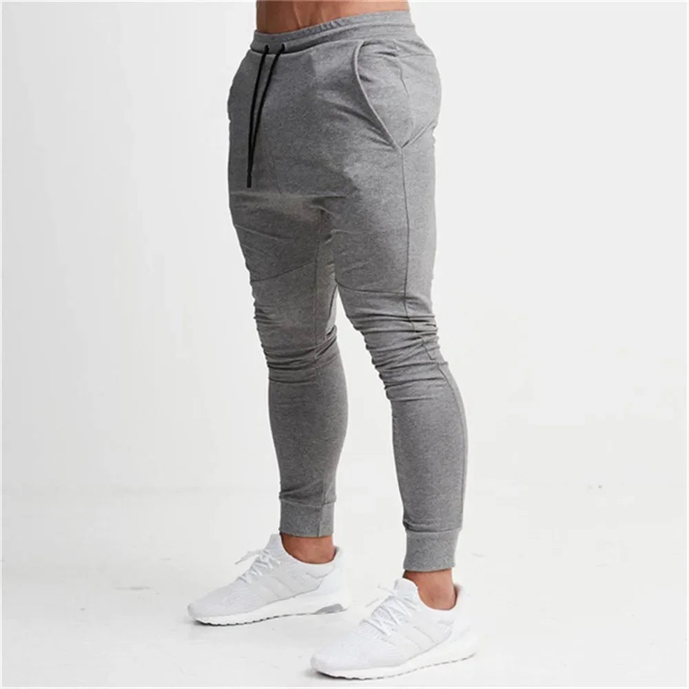 Fashion Men's Gym Pure Color Joggers Fitness Casual Long Pants Workout Skinny Sweatpants Tracksuit Trousers