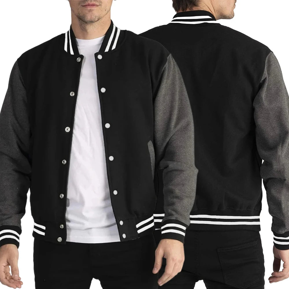 Black White Jacket Coats 5XL Loose Oversized Casual Wear for Men and Women - Baseball Street Coat, Warm Fleece Jackets