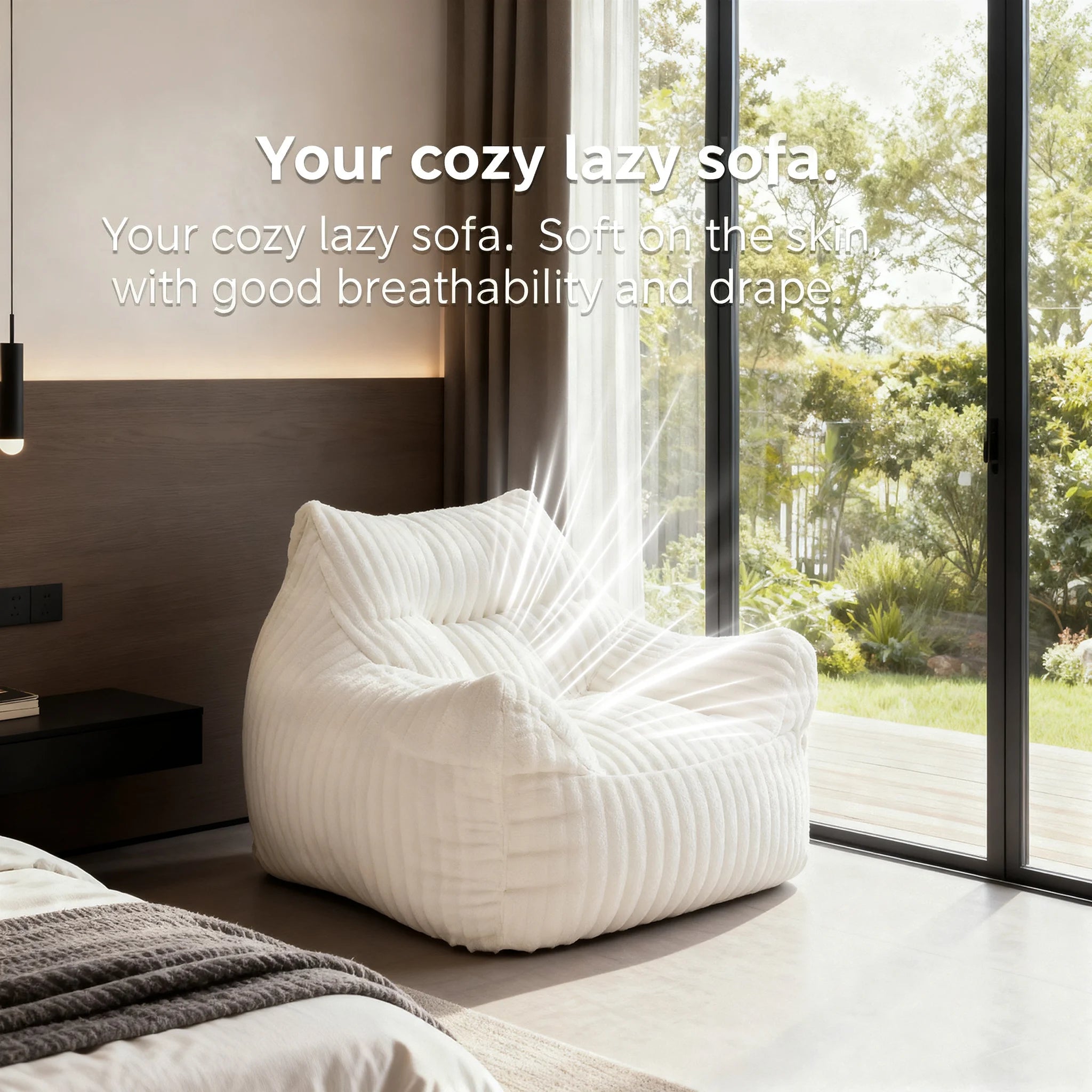 Bean Bag Sofa for Small Spaces - Lightweight Folding Couch for Bedroom/Apartment, Easy Storage