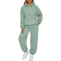 Women's Tracksuit Suit Winter Fashion Warm Hoodie Sweatshirts Two Pieces Oversized Solid Casual Hoody Pullovers Long Pant Sets