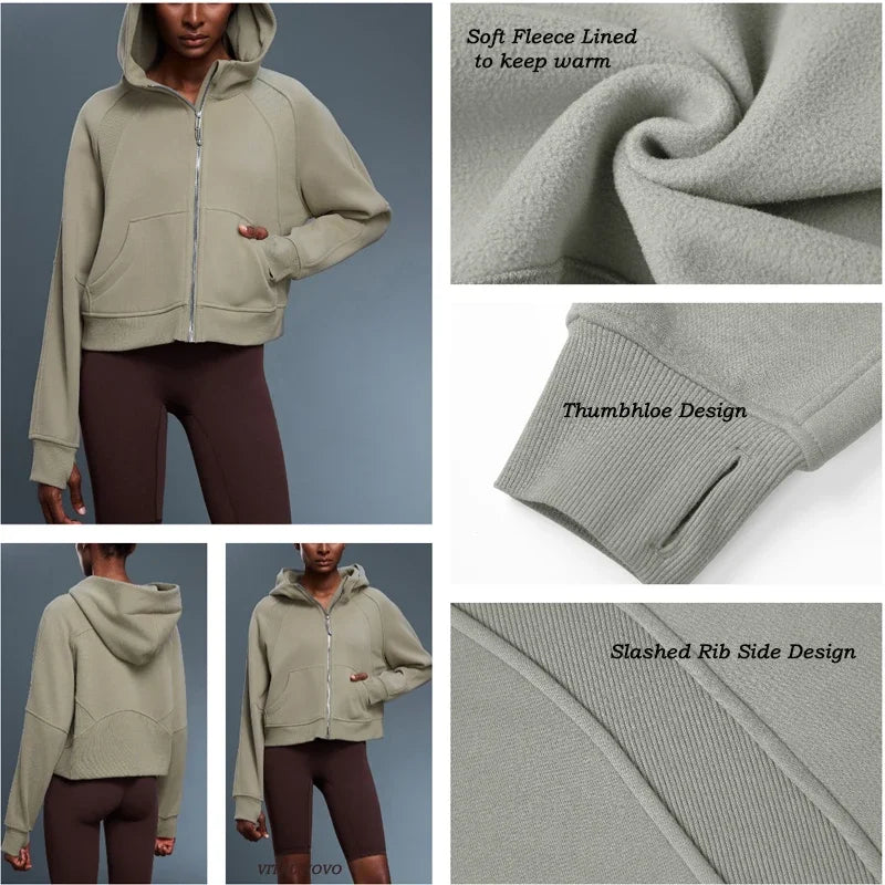 PrimeGear Women's Zip Up Hoodies Fleece Workout Jackets Sweatshirts Winter Warm Therma Long Sleeve Sweatshirts with Thumb Holes