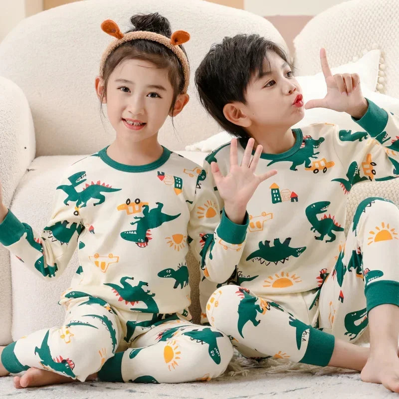 Kids Pajamas for Boys 2 3 4 5 6 7 8 9 10 11 12 13 14 Years Cotton Sleepwear Set Dinosaur Pyjamas Green Children Pijamas Clothing