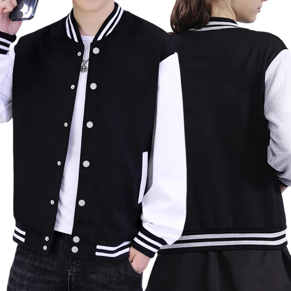Black White Jacket Coats 5XL Loose Oversized Casual Wear for Men and Women - Baseball Street Coat, Warm Fleece Jackets
