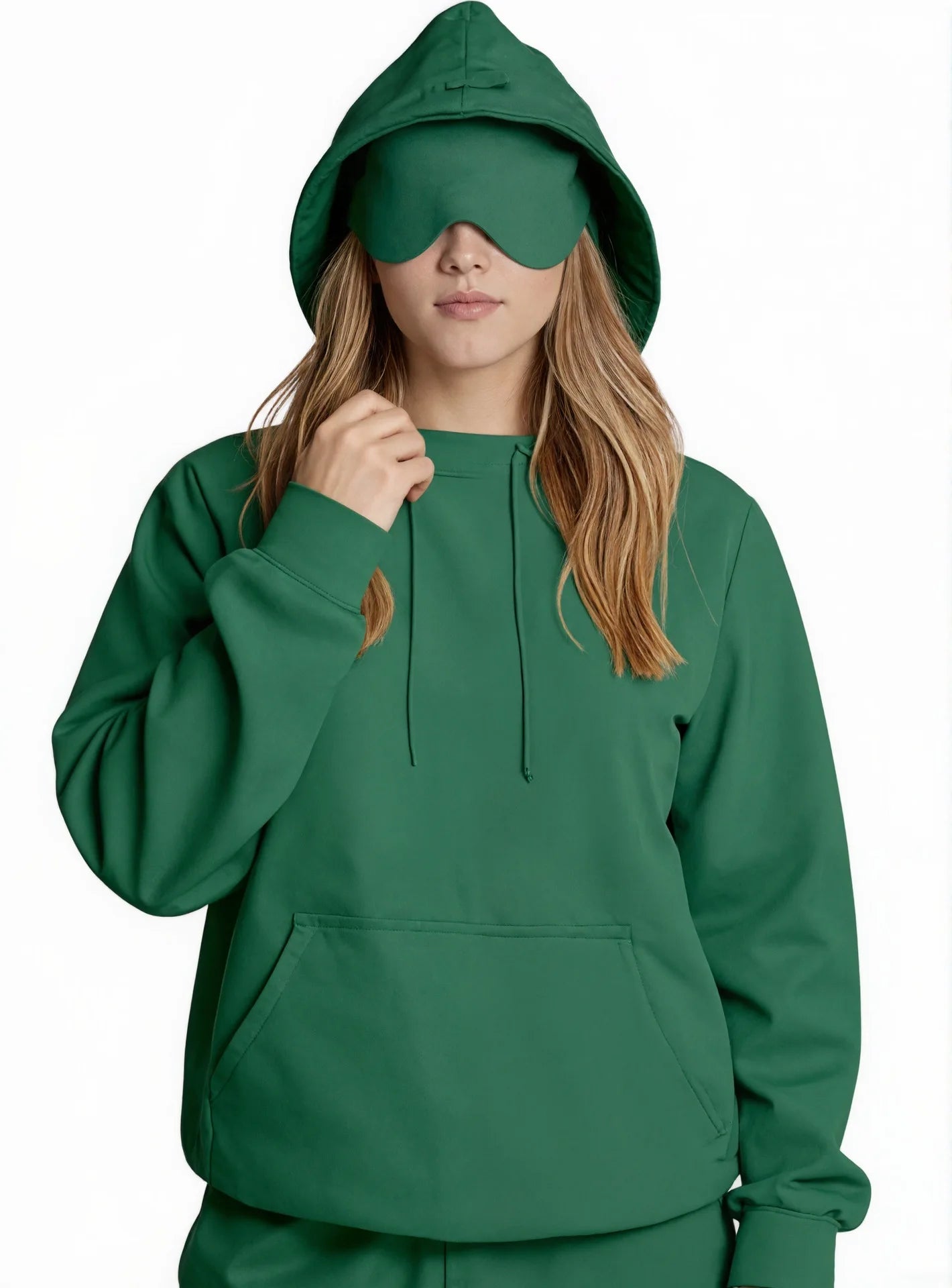 Women's Pocket Eye Mask Hooded Sweatshirt with Travel Mode Pullover for Autumn/Winter 2025