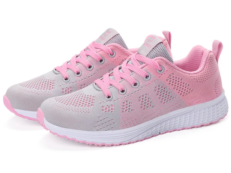 Spring Flying Knit Shoes Korean Casual Student Versatile Lace-Up Mesh Women's Sports Shoes Forrest Gump Comfort