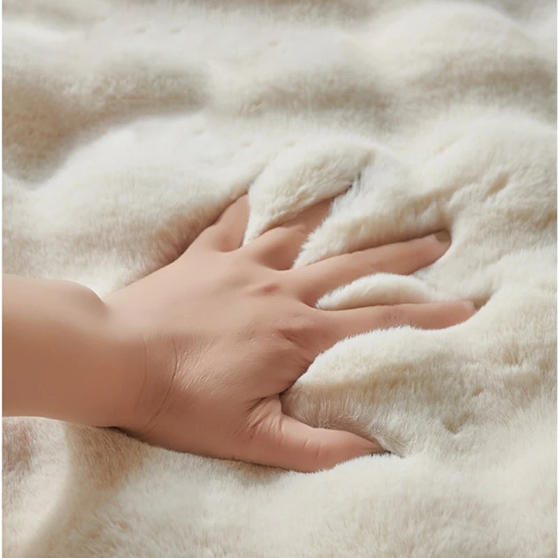 Bubble Velvet Faux Rabbit Fur Carpet Round Soft Fluffy Pet Mat Modern Living Room Decor Winter Warm Plush Kids Game Tent Mats