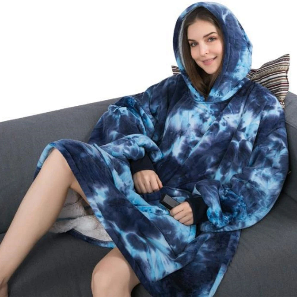 Melissa Hooded Blanket Warm | TV Blankets with Large Pocket