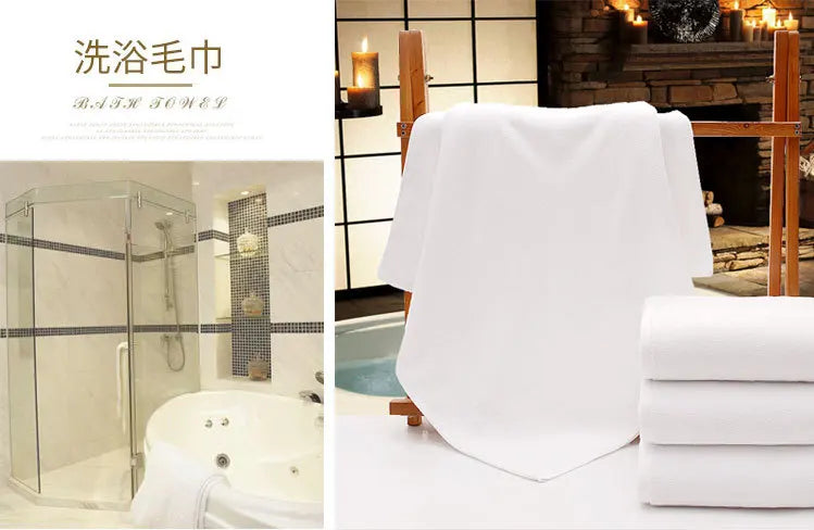 5Pcs White Towel 120g Thickened High Quality 32 Strands Cotton White Hotel Towel 35 * 75cm High Quality High End