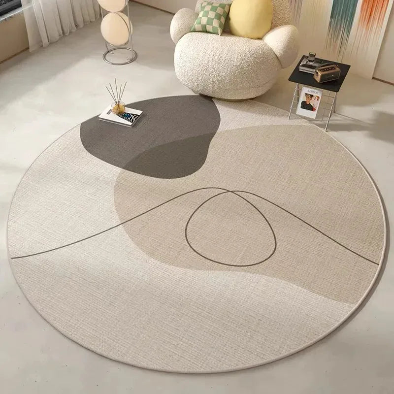 VIKAMA Modern Minimalist Round Rug Non-slip, Stain-resistant Sofa, Recliner, Bathroom, Laundry Room Rug Home Decor