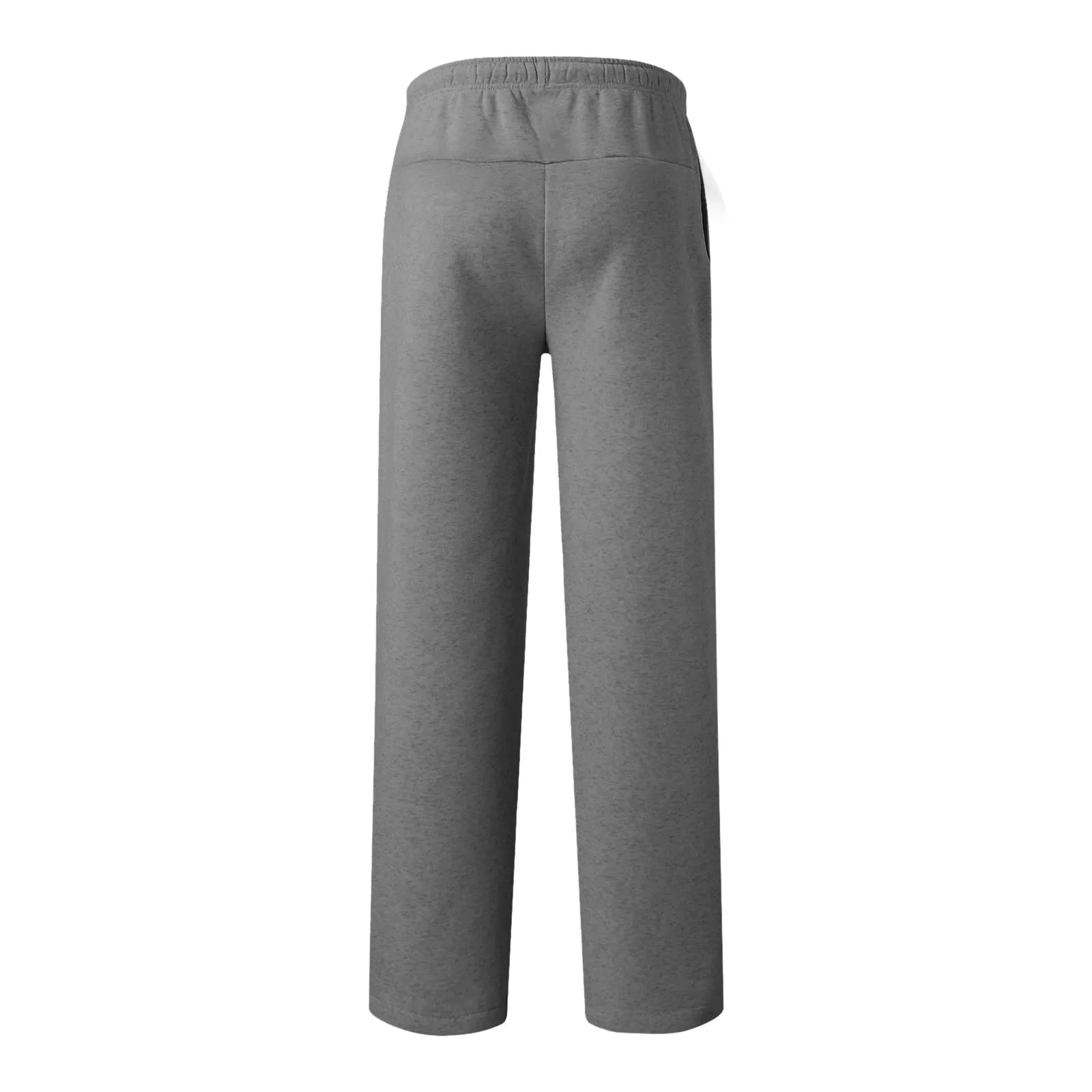 Women New Elastic Waist Pants with Side Pockets Fleece Lined Thick Wide Leg Sweatpants Pure Color Straight Cut