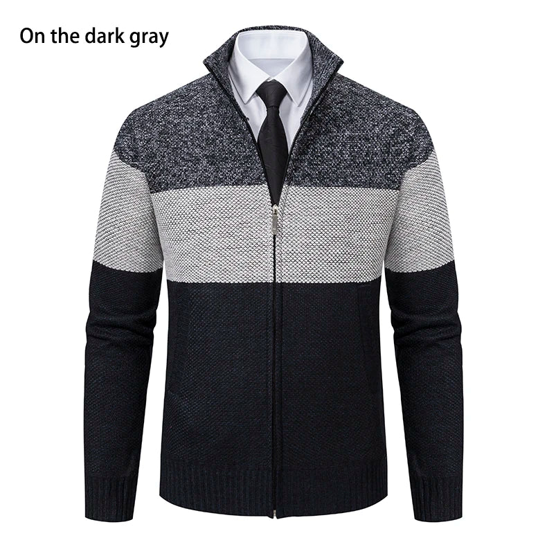 Men's Autumn and Winter New Stand-up Cardigan Sweater Trend Sweater Coat