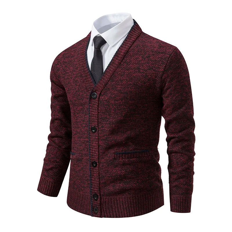 Men's Knitted Cardigan Casual V-Neck Autumn and Winter Sweater Coat