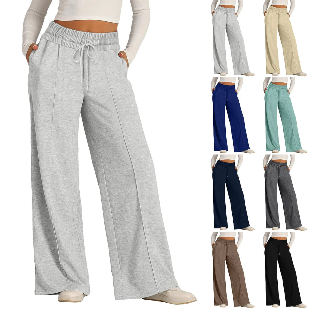 Tie Pants for Women Summer Casual Loose Wide Leg Trousers Jumpsuit Casual Spaghetti Strap Stretchy Long Pant Sports Sweatpants