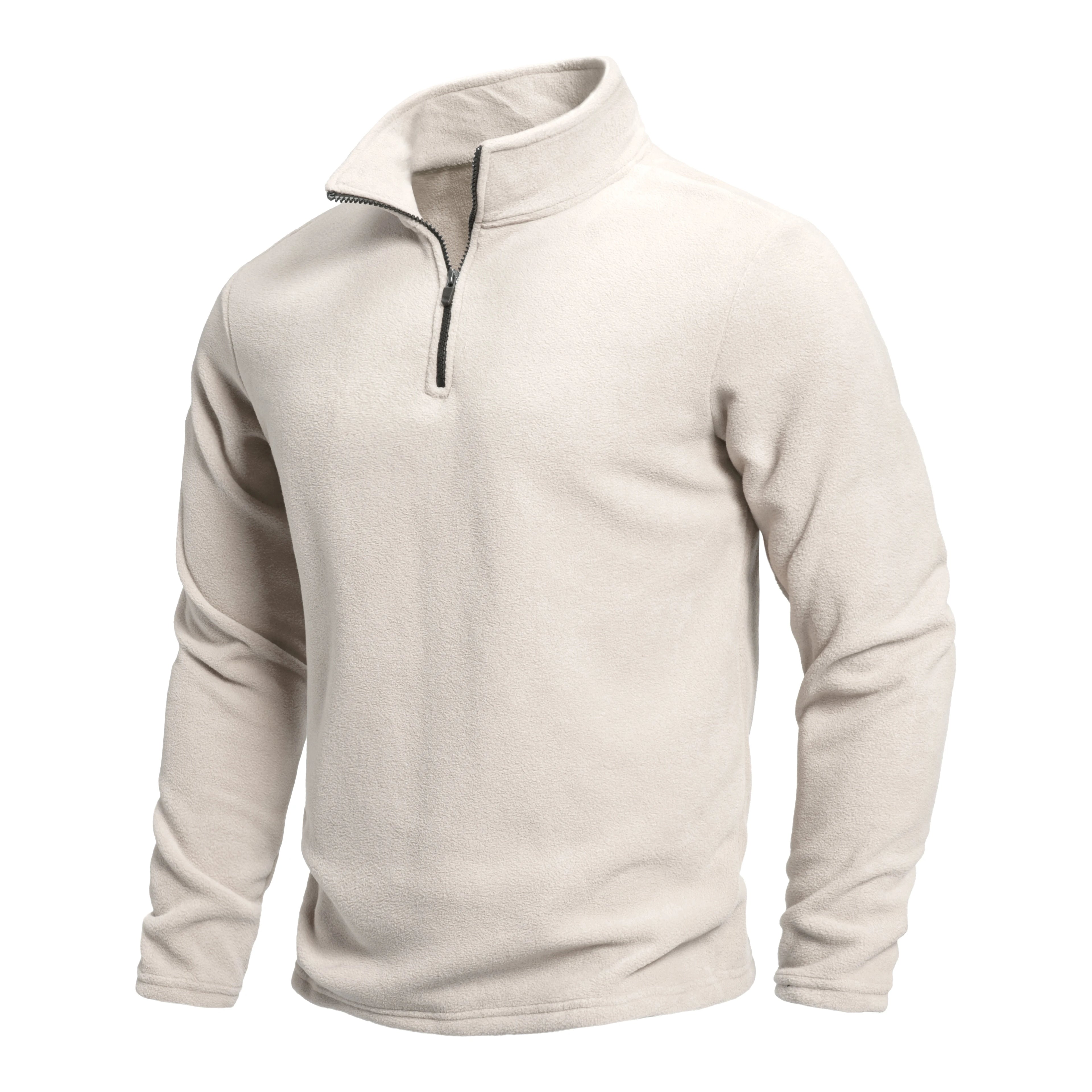Men's Winter Outdoor Warm Fashion Pullover, Warm and Comfortable Half Zip Solid Color Cardigan for Men