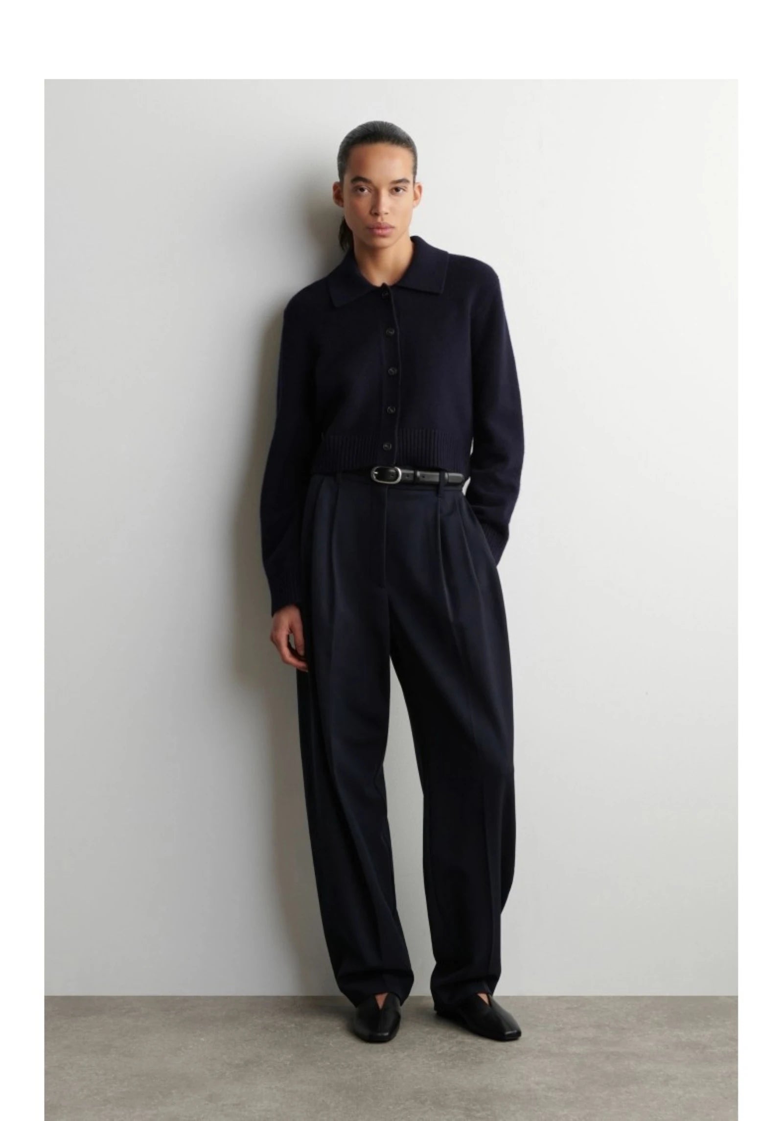 Ethereal MD 2026 Cosmod Spring New Style Women's Casual Standard Style Navy Blue Button-Down Cardigan