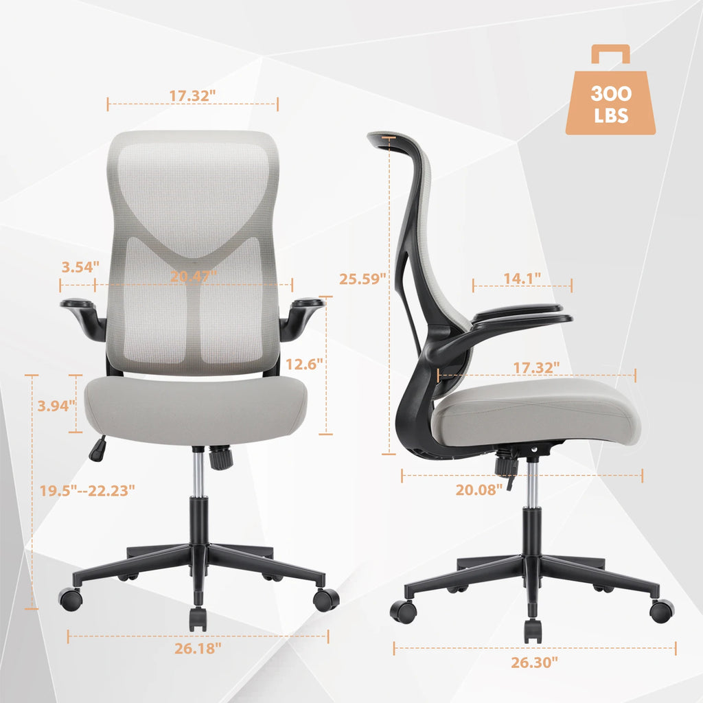 Ergonomic Office Chair - Lumbar Support Office Chair | High Back Swivel Rolling Chairs With Wheels And Arms-Rest