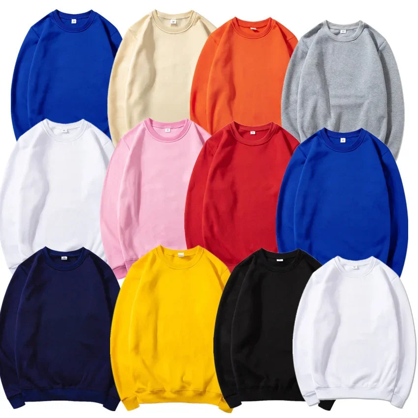 Korean Fashion Men's Round Neck Sweatshirts Autumn Long Sleeves Vacation Pullovers Tops Casual Popular Man Solid Sweatshirts