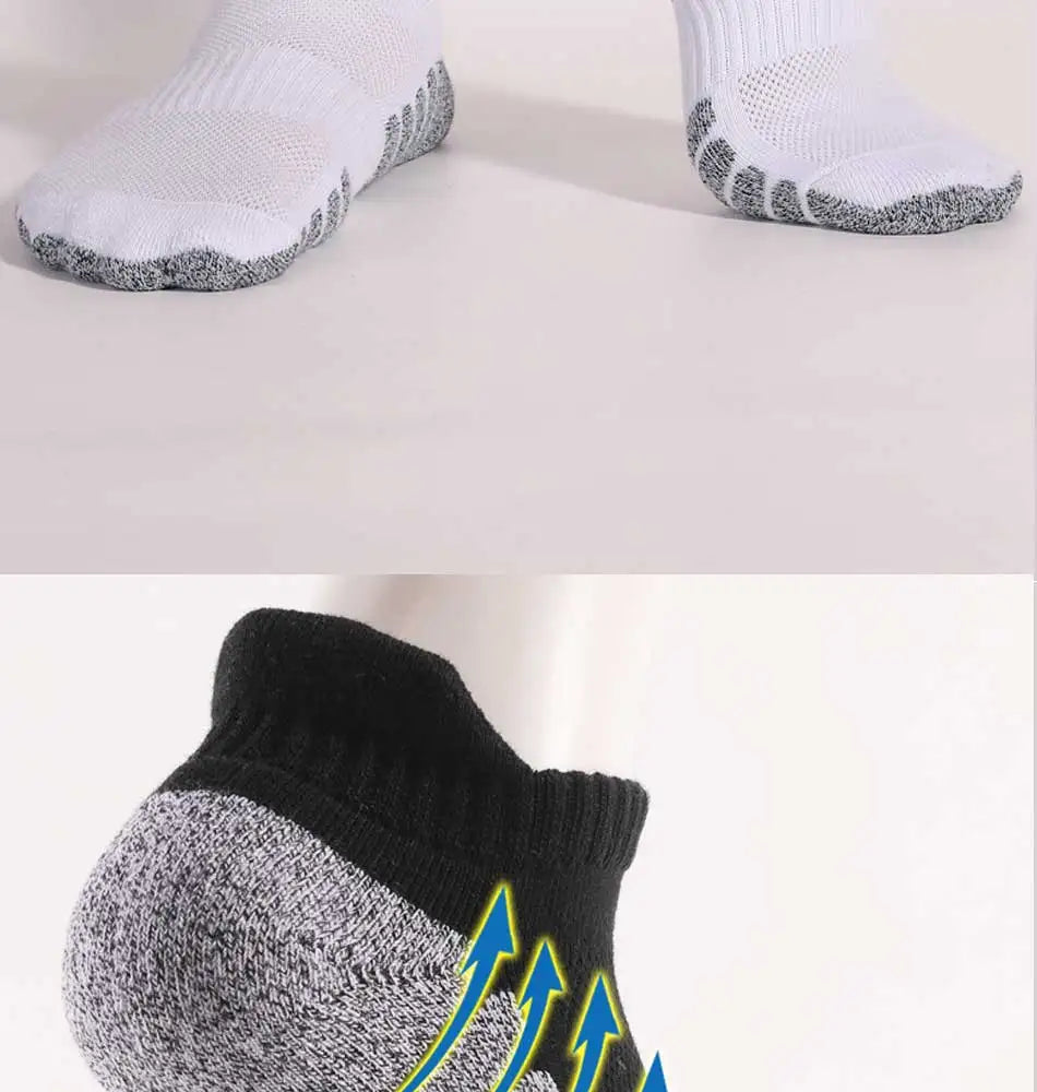 6 Pairs Thickened Towel Bottom Running Socks - Non-Slip Breathable Sports Socks