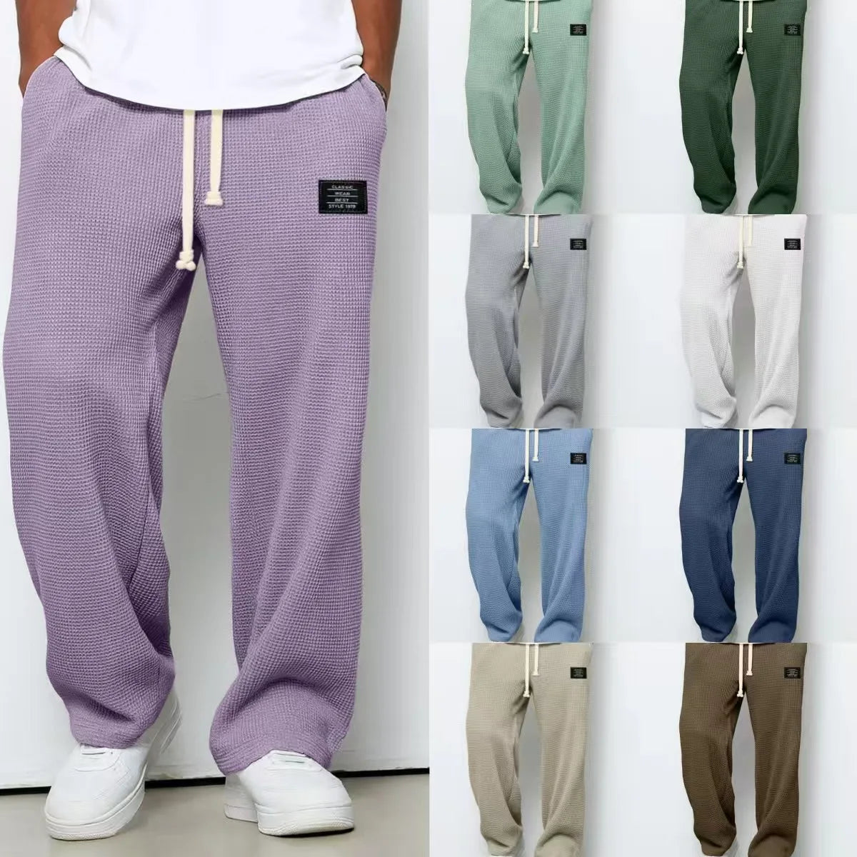 Men's Trendy Loose-Fitting Stretchy Straight-Leg Sweatpants for Spring and Autumn