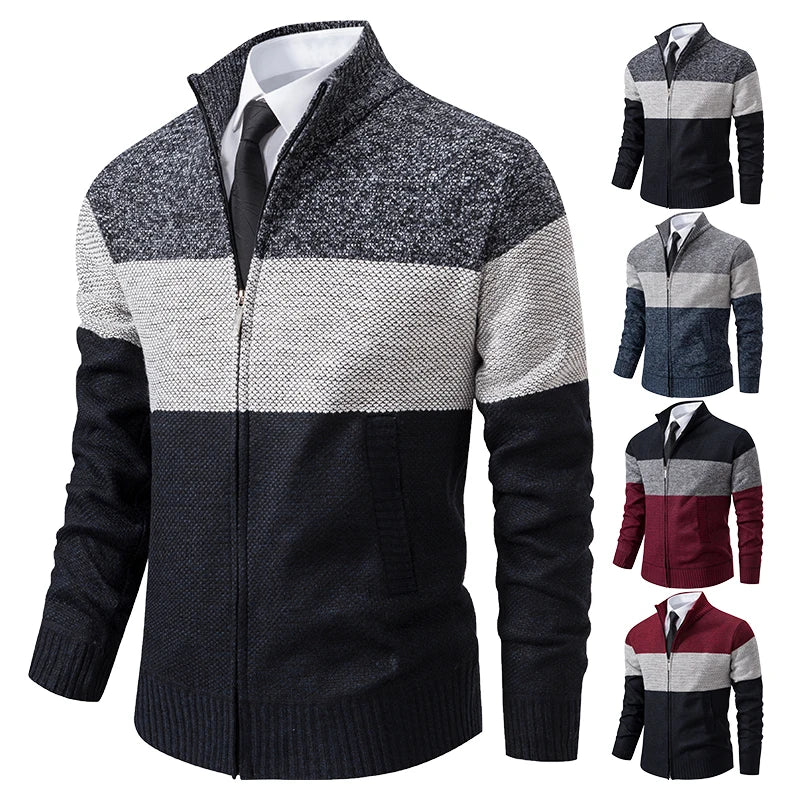Men's Autumn and Winter New Stand-up Cardigan Sweater Trend Sweater Coat