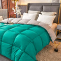 Duvets Quilts for Four Season Dark Green&Grey Lightweight Comforter Down Like Filling Thicken Blanket 150*200*1pc Drop Shipping