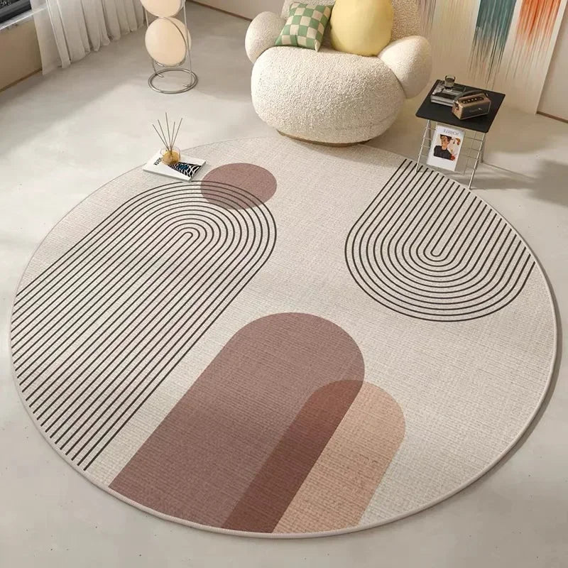 VIKAMA Modern Minimalist Round Rug Non-slip, Stain-resistant Sofa, Recliner, Bathroom, Laundry Room Rug Home Decor