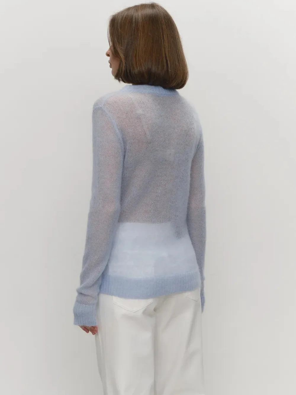 Classic Mohair Knitted Sweater Top for Women - Spring and Summer Fashion Loose Fit O-neck