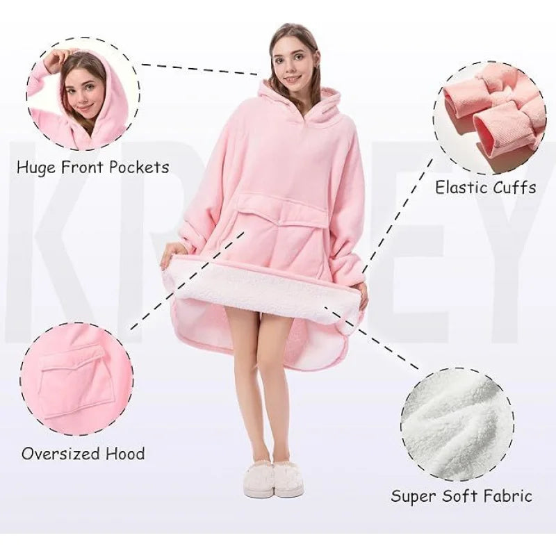 Wearable Blanket Hoodie Oversized Sherpa Hooded as Birthday Gifts